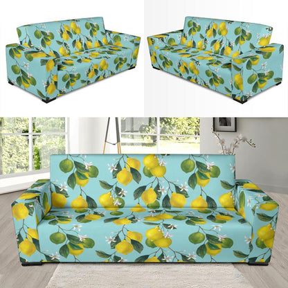 Lemon Pattern Print Design LM05 Sofa Slipcover-JORJUNE.COM