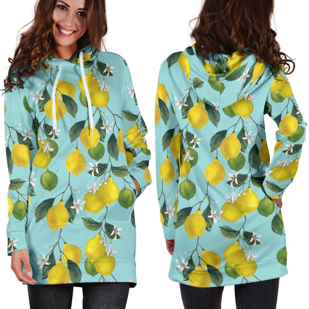 Lemon Pattern Print Design LM05 Women Hoodie Dress