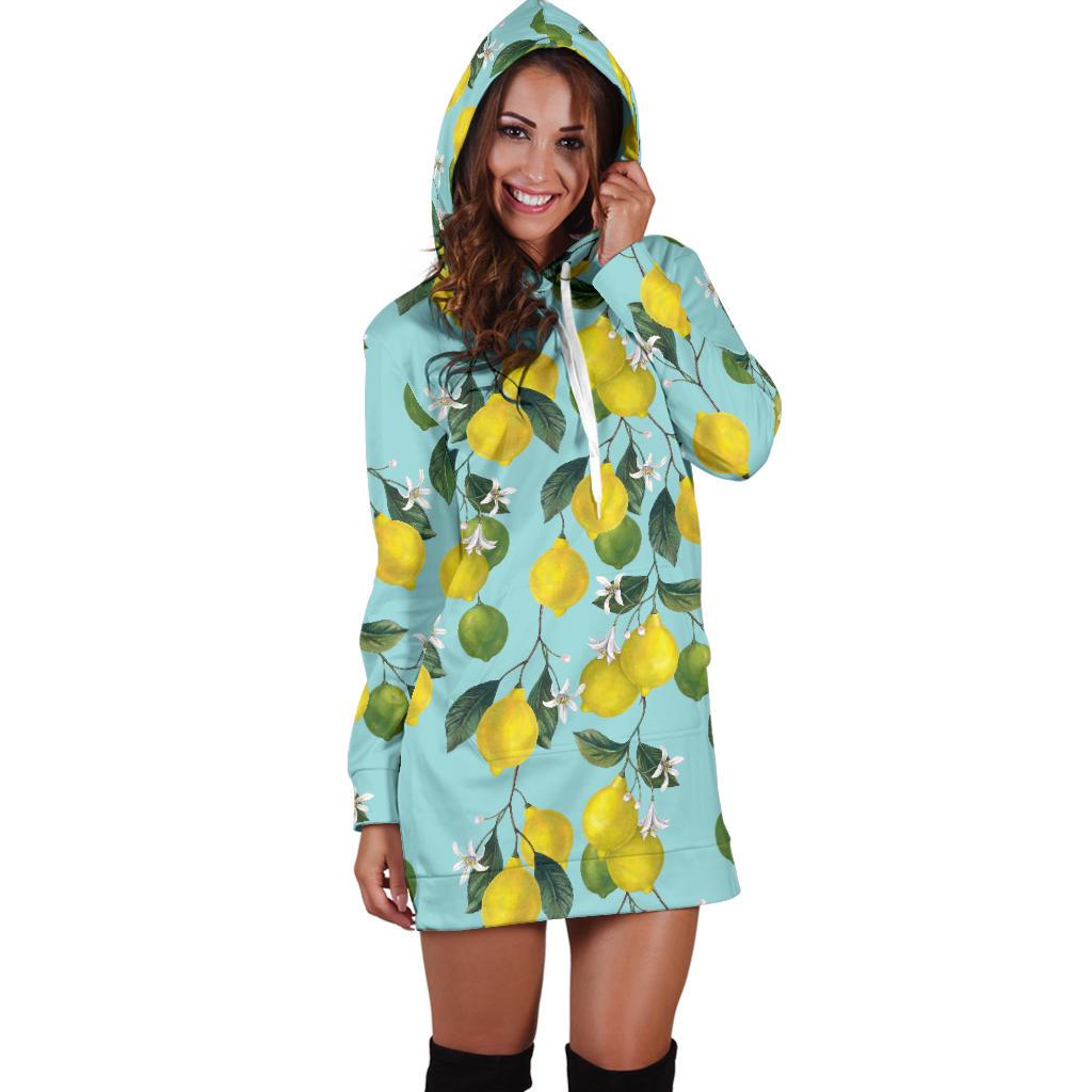 Lemon Pattern Print Design LM05 Women Hoodie Dress