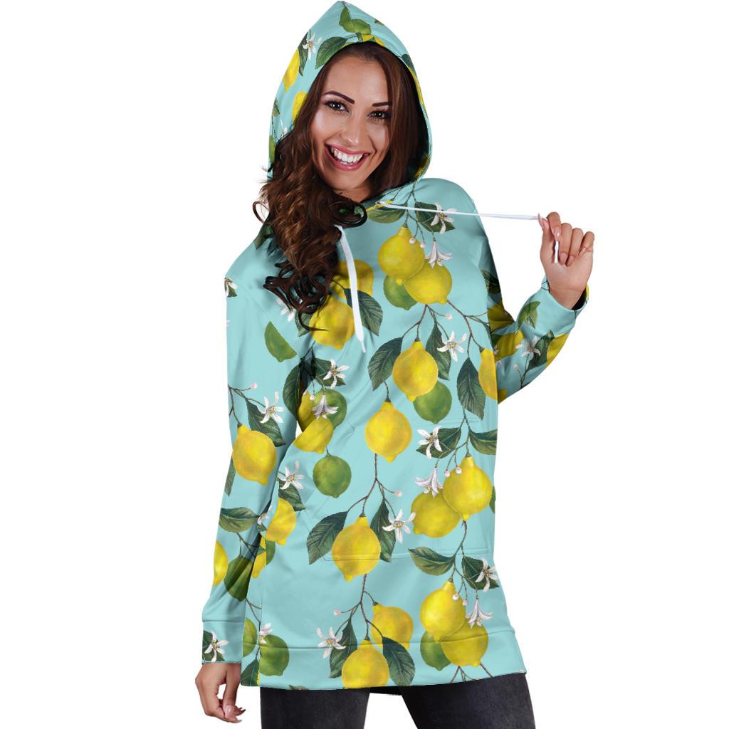 Lemon Pattern Print Design LM05 Women Hoodie Dress