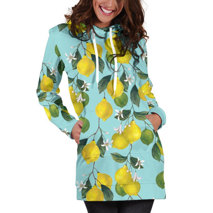 Lemon Pattern Print Design LM05 Women Hoodie Dress