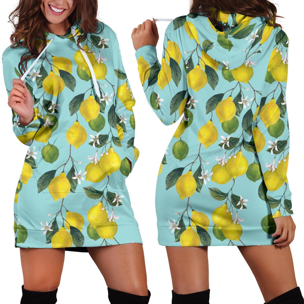 Lemon Pattern Print Design LM05 Women Hoodie Dress