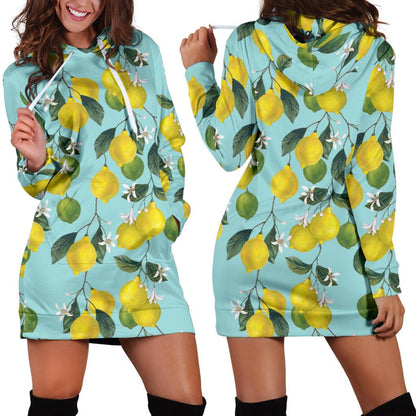 Lemon Pattern Print Design LM05 Women Hoodie Dress