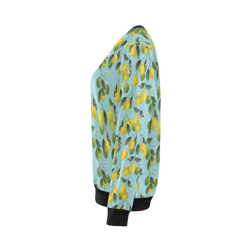 Lemon Pattern Print Design LM05 Women Long Sleeve Sweatshirt-JorJune