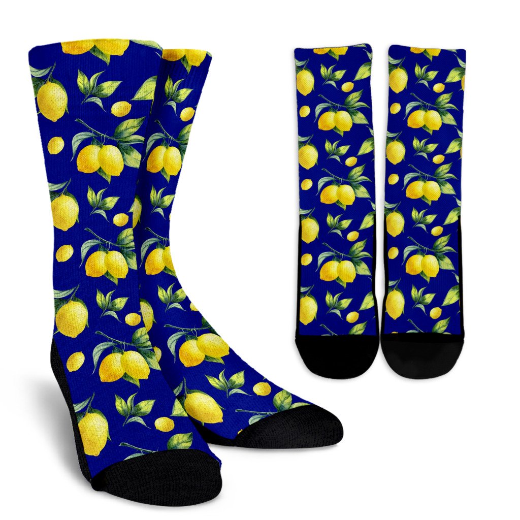 Lemon Pattern Print Design LM06 Crew Socks-JORJUNE.COM