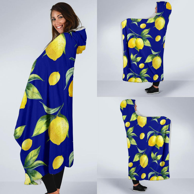 Lemon Pattern Print Design LM06 Hooded Blanket-JORJUNE.COM