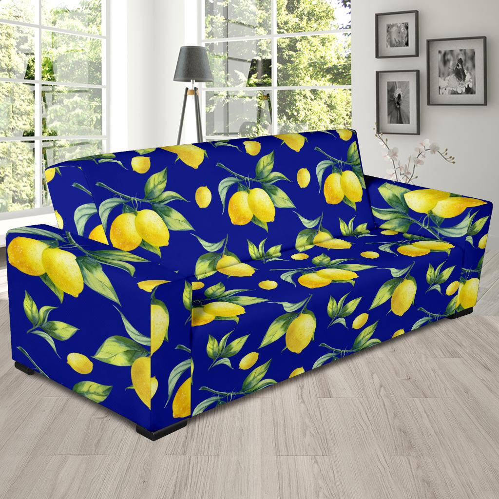 Lemon Pattern Print Design LM06 Sofa Slipcover-JORJUNE.COM