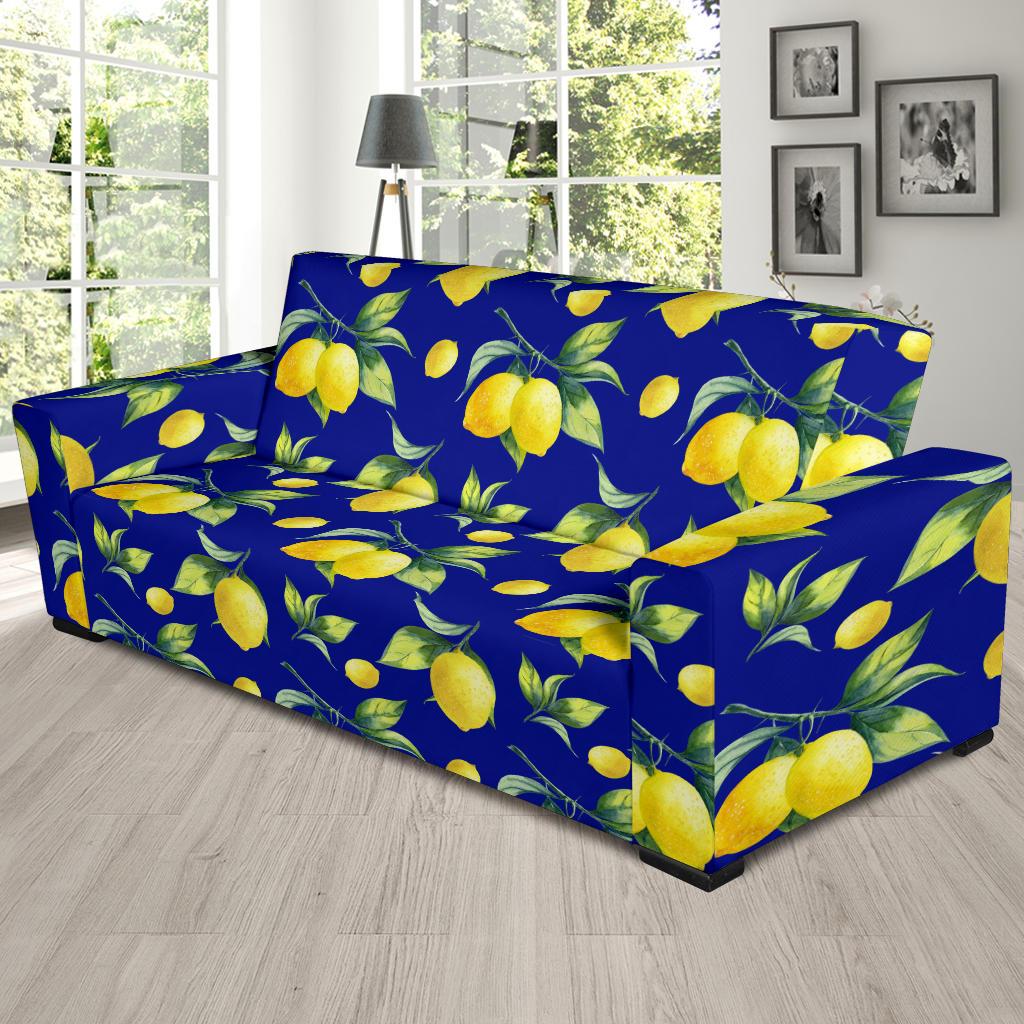 Lemon Pattern Print Design LM06 Sofa Slipcover-JORJUNE.COM