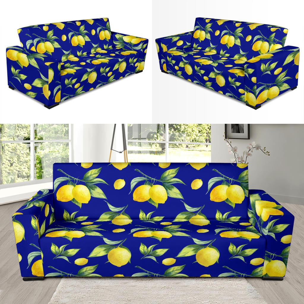 Lemon Pattern Print Design LM06 Sofa Slipcover-JORJUNE.COM