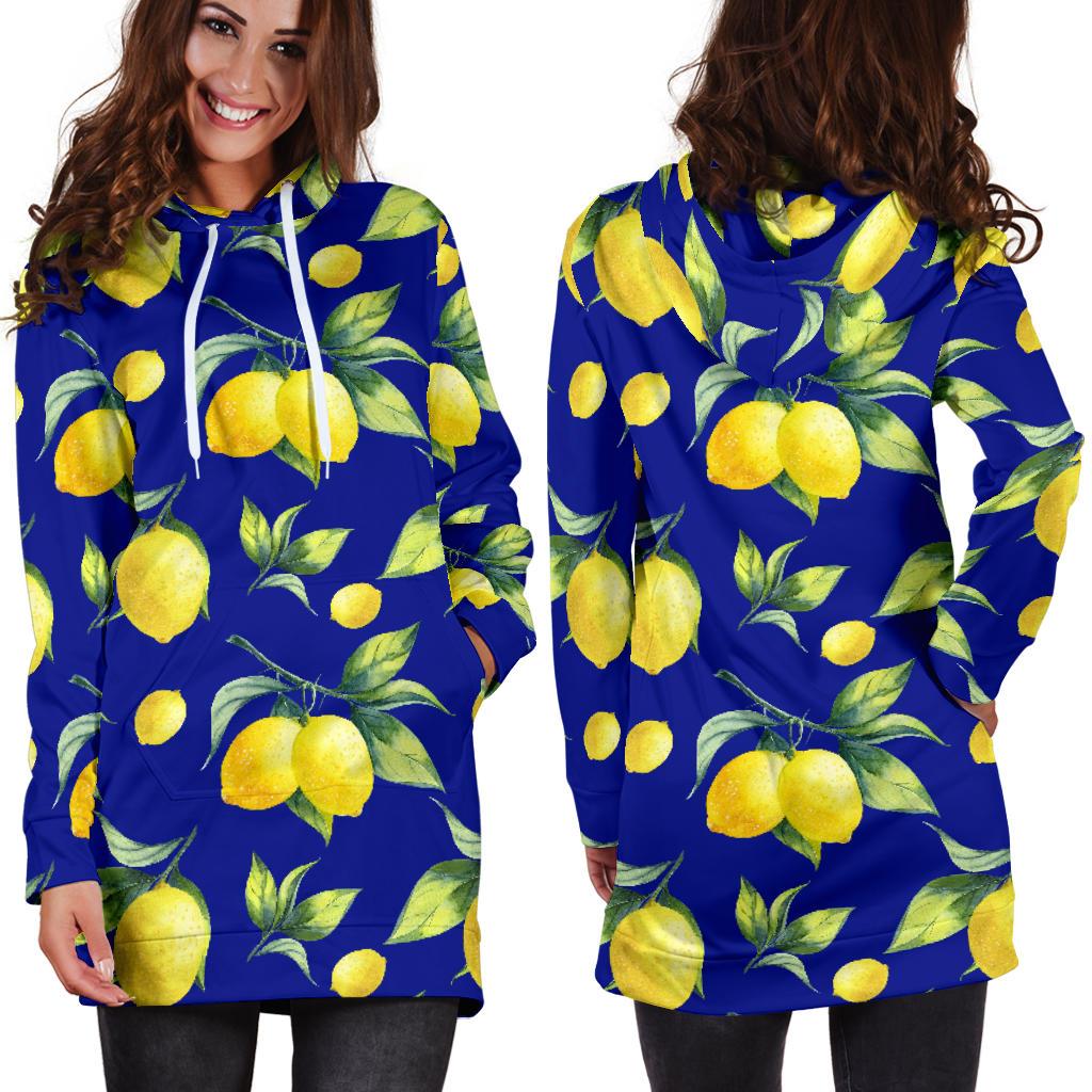 Lemon Pattern Print Design LM06 Women Hoodie Dress