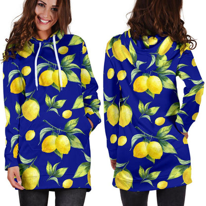 Lemon Pattern Print Design LM06 Women Hoodie Dress