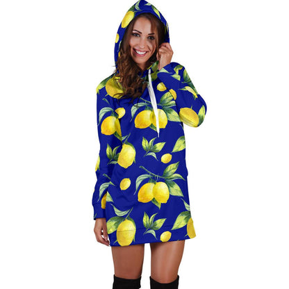 Lemon Pattern Print Design LM06 Women Hoodie Dress
