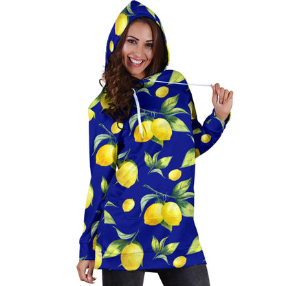 Lemon Pattern Print Design LM06 Women Hoodie Dress