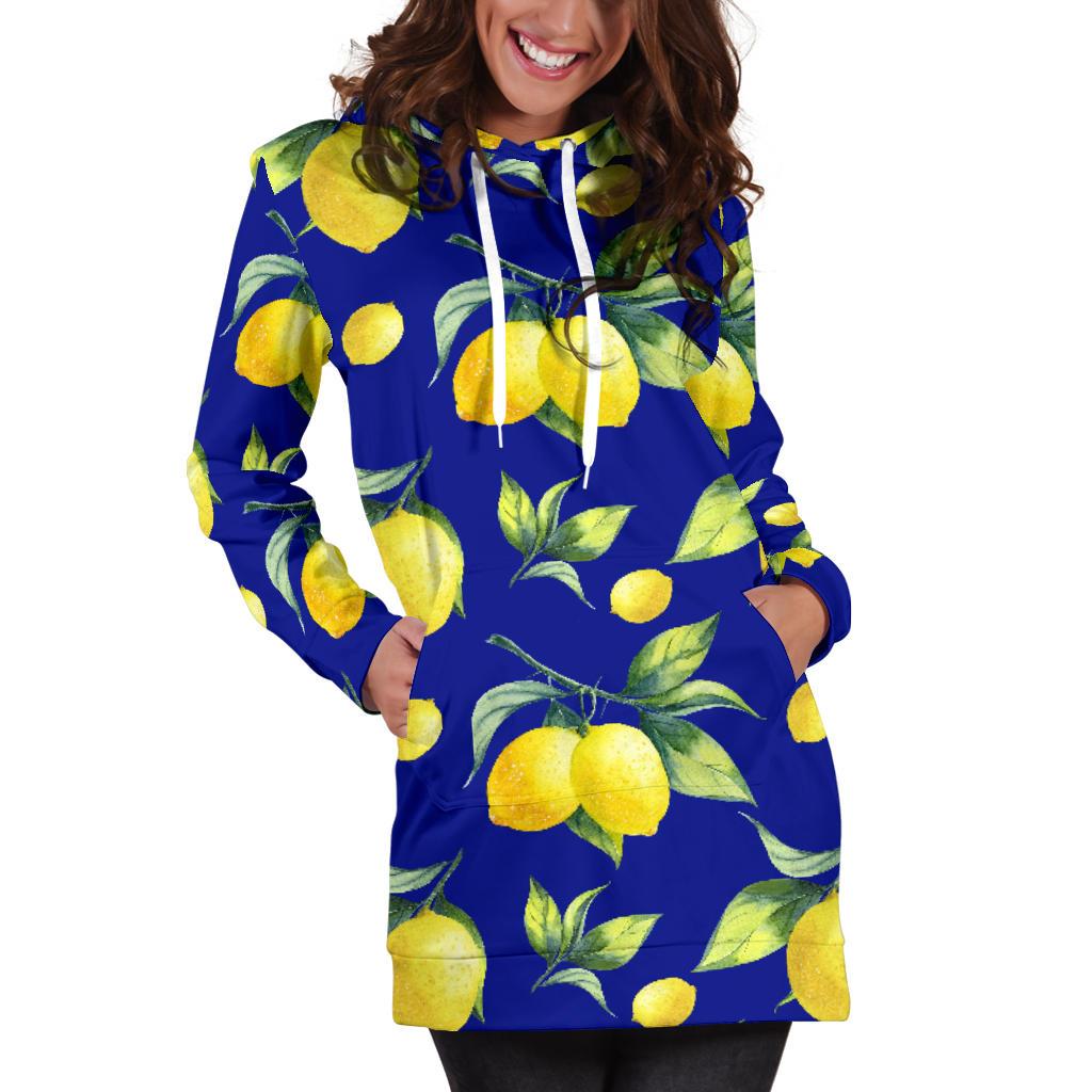 Lemon Pattern Print Design LM06 Women Hoodie Dress