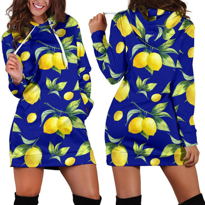 Lemon Pattern Print Design LM06 Women Hoodie Dress