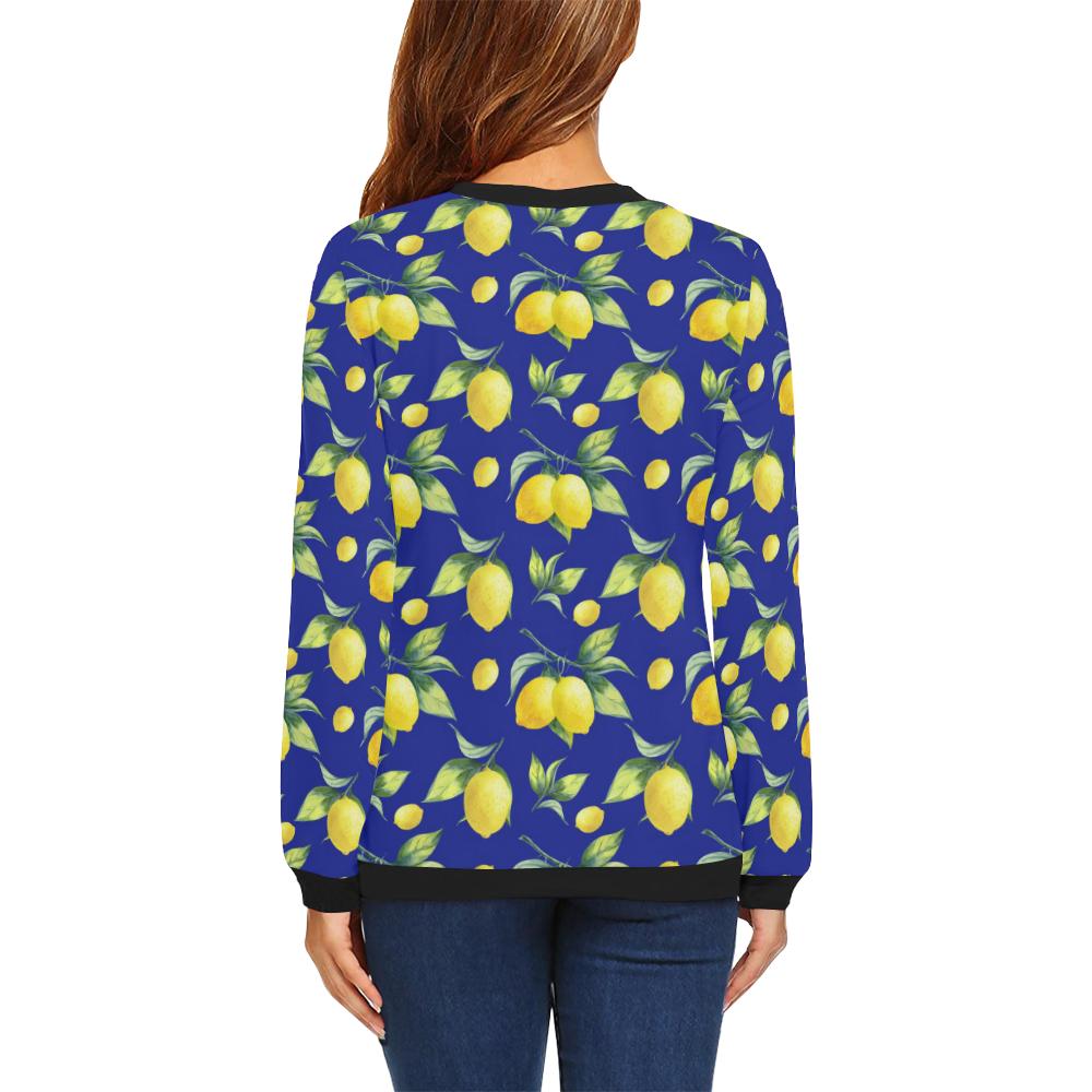 Lemon Pattern Print Design LM06 Women Long Sleeve Sweatshirt-JorJune