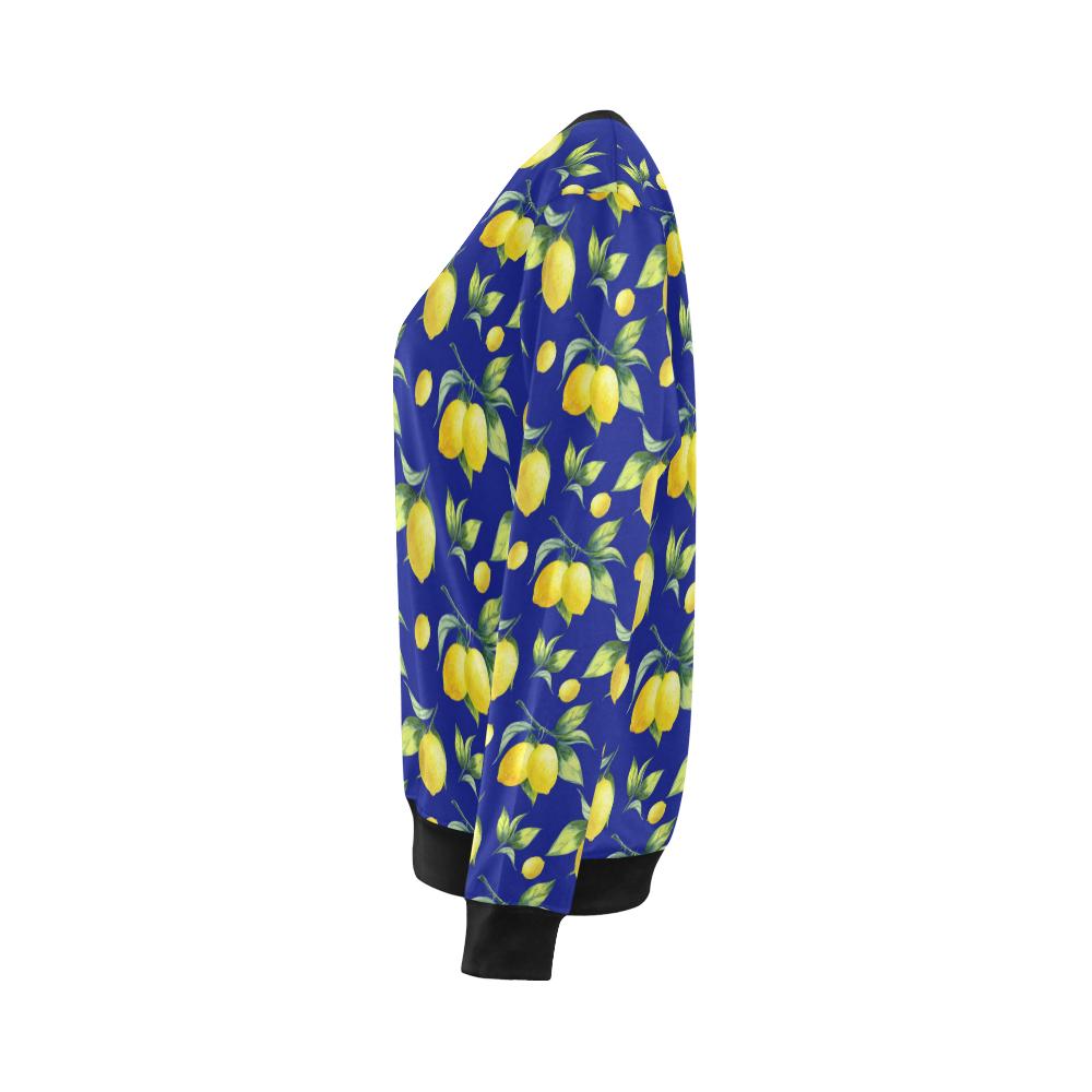 Lemon Pattern Print Design LM06 Women Long Sleeve Sweatshirt-JorJune