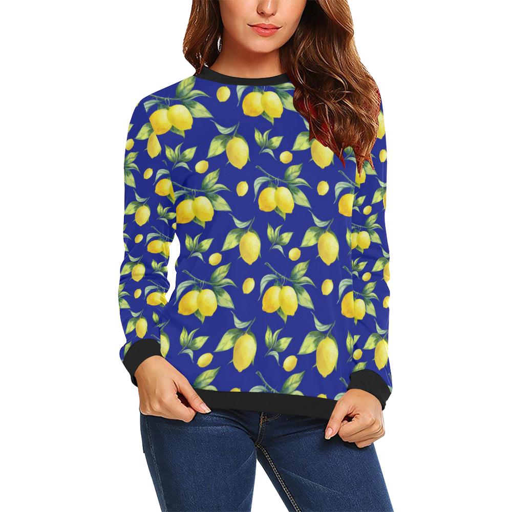 Lemon Pattern Print Design LM06 Women Long Sleeve Sweatshirt-JorJune