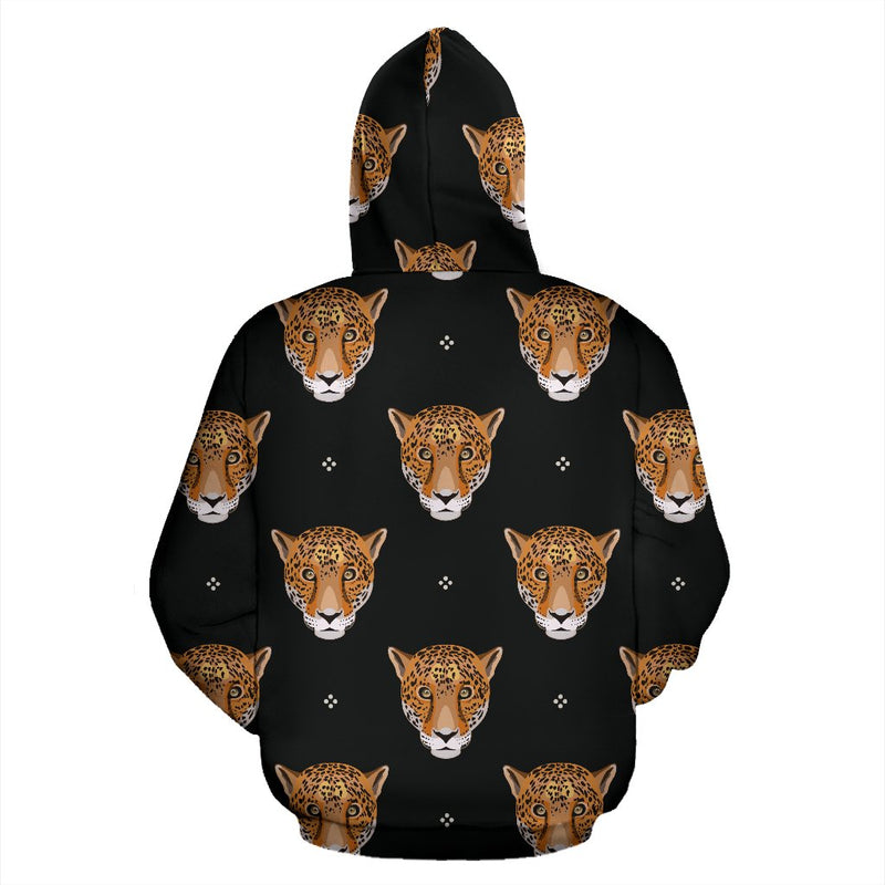 Leopard Head Pattern All Over Zip Up Hoodie