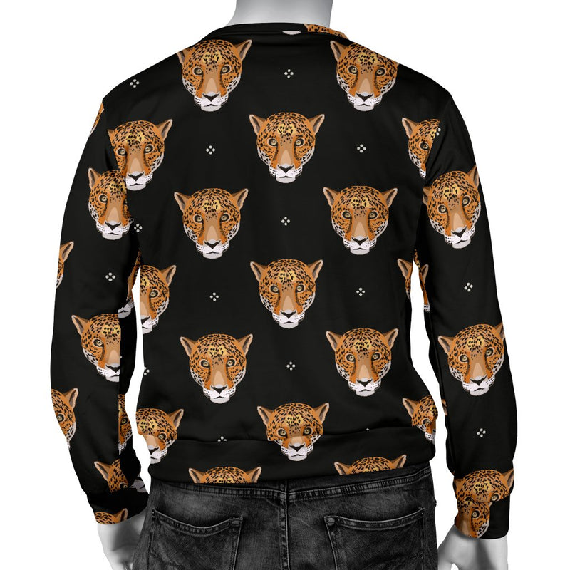 Leopard Head Pattern Men Crewneck Sweatshirt