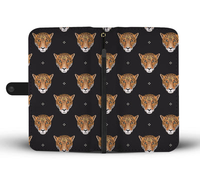 Leopard Head Pattern Wallet Phone Case