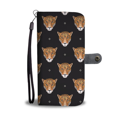 Leopard Head Pattern Wallet Phone Case