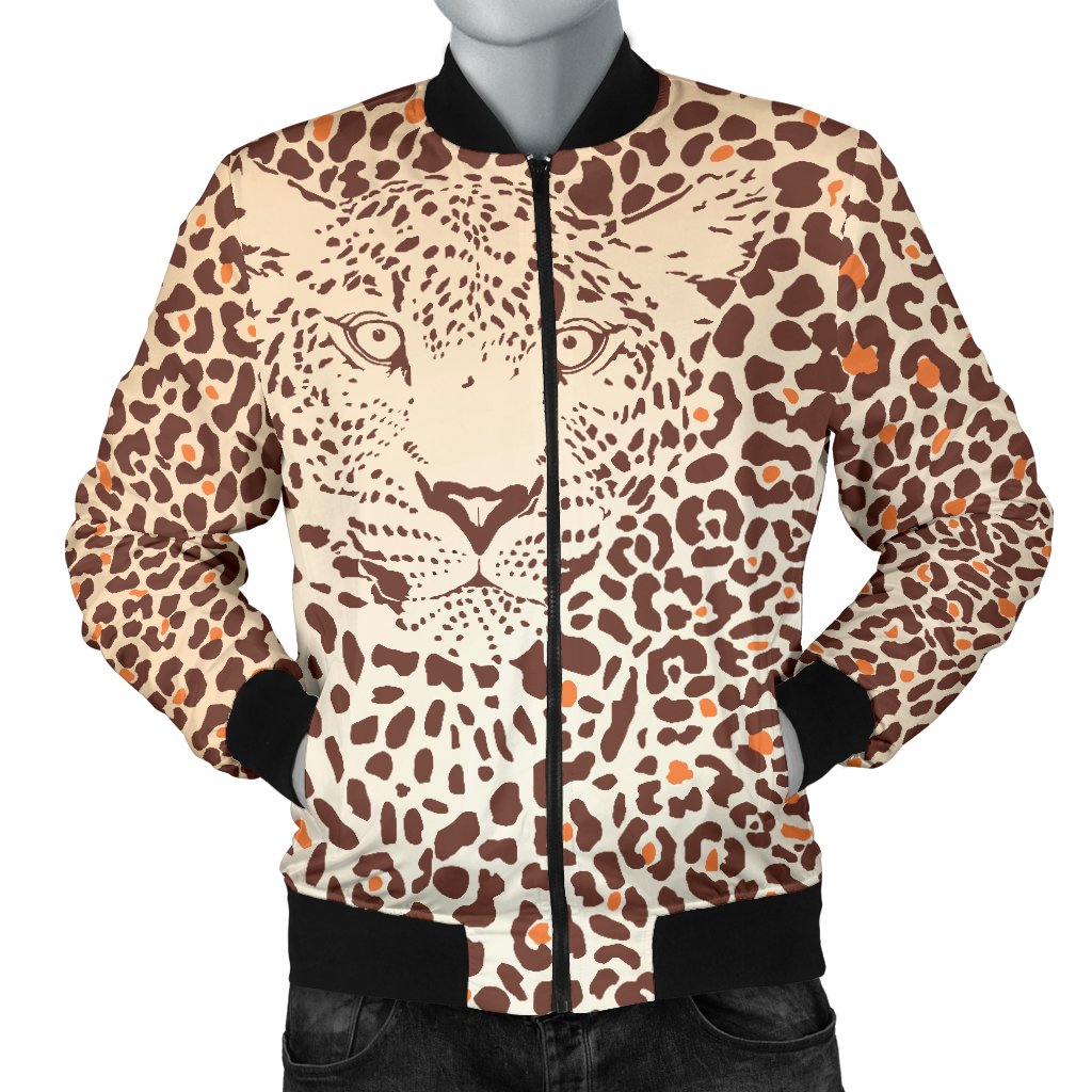 Leopard Head Print Men Casual Bomber Jacket