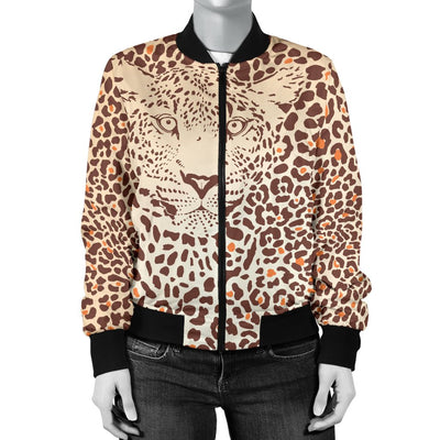 Leopard Head Print Women Casual Bomber Jacket