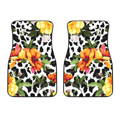 Leopard Orange Flower Car Floor Mats