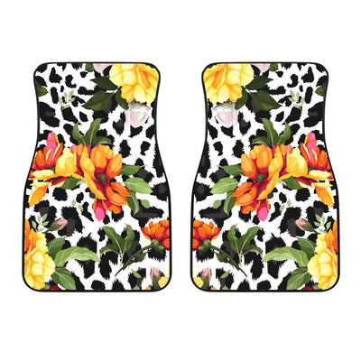 Leopard Orange Flower Car Floor Mats