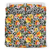 Leopard Orange Flower Duvet Cover Bedding Set