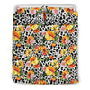 Leopard Orange Flower Duvet Cover Bedding Set