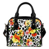 Leopard Orange Flower Leather Shoulder Handbag