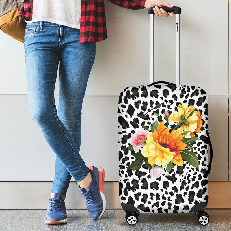 Leopard Orange Flower Luggage Cover Protector