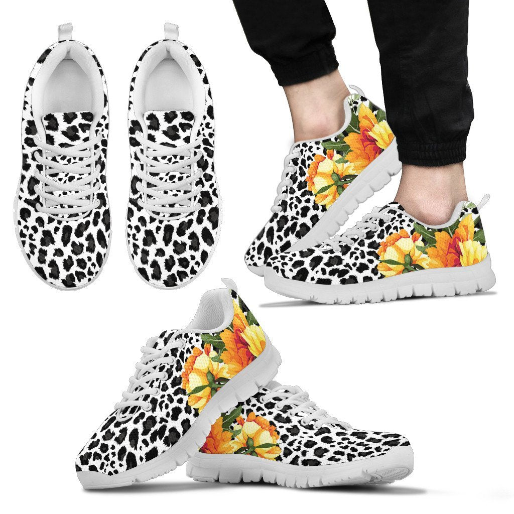 Leopard Orange Flower Men Sneakers