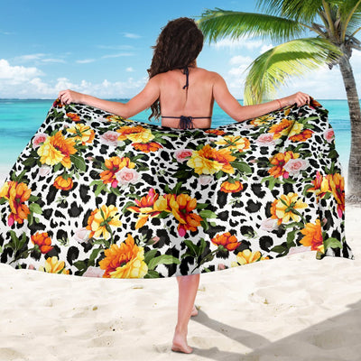 Leopard Orange Flower Beach Sarong Pareo Wrap