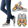 Leopard Orange Flower Women Canvas Slip On Shoes