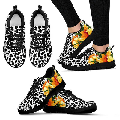 Leopard Orange Flower Women Sneakers