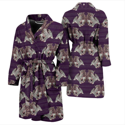 Leopard Pattern Print Design 01 Men Bathrobe-JORJUNE.COM