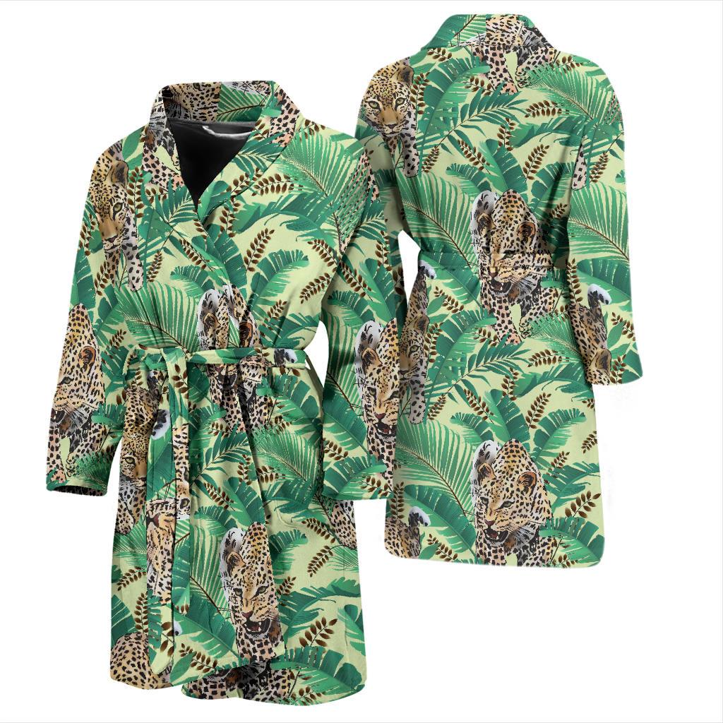 Leopard Pattern Print Design 03 Men Bathrobe-JORJUNE.COM