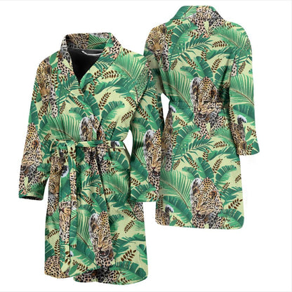 Leopard Pattern Print Design 03 Men Bathrobe-JORJUNE.COM