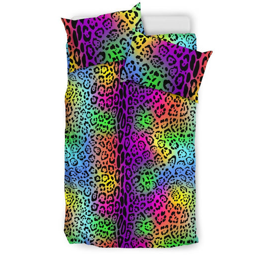 Leopard Rainbow Duvet Cover Bedding Set
