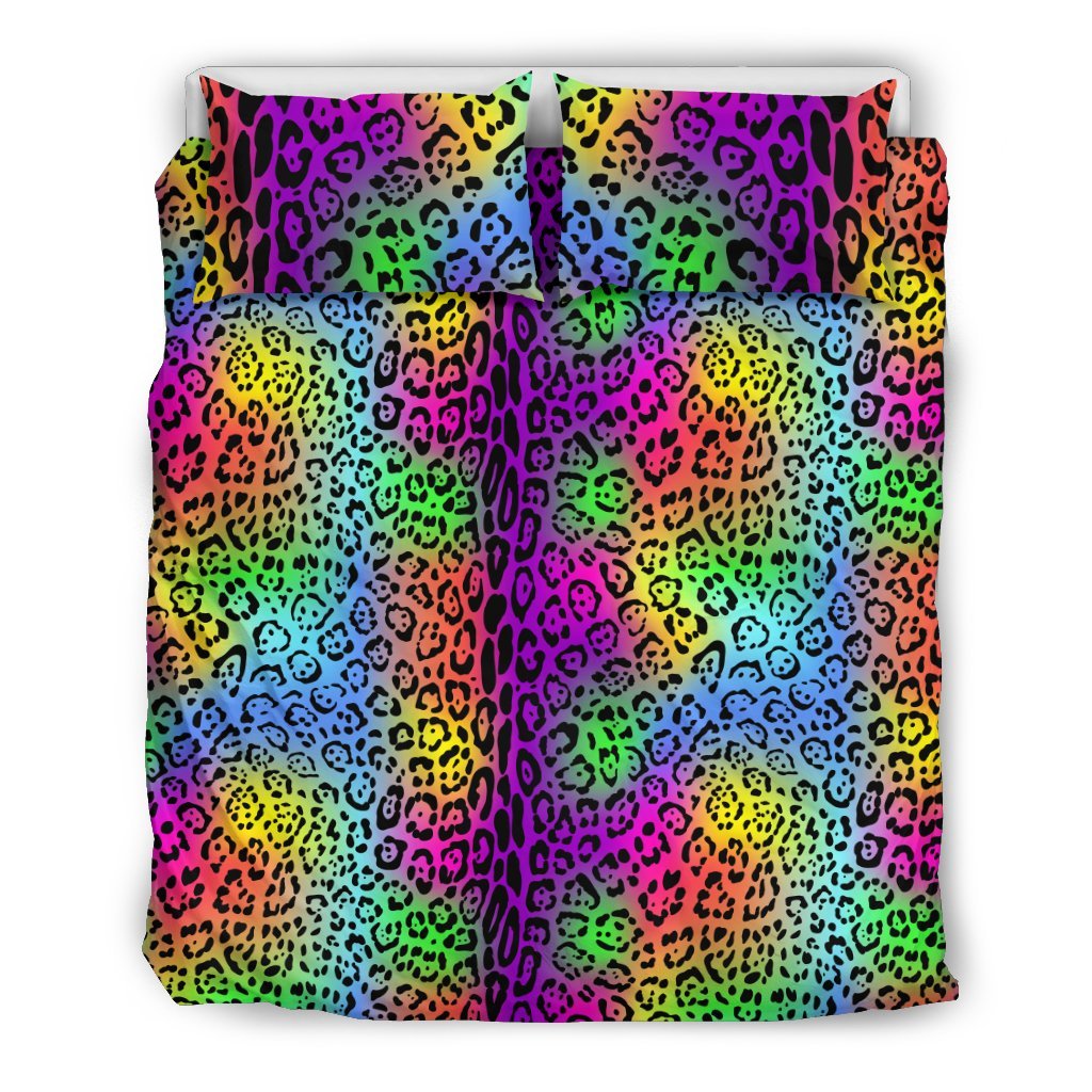 Leopard Rainbow Duvet Cover Bedding Set