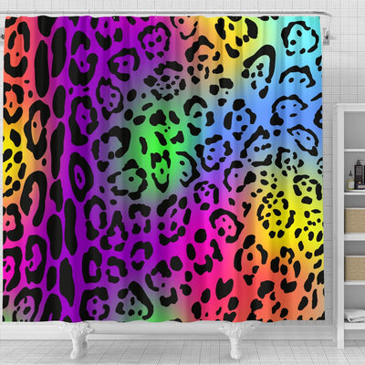 Leopard Rainbow Shower Curtain