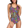 Leopard zebra Animal Neon Women's One Piece Swimsuit (Model S04)