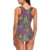 Leopard zebra Animal Neon Women's One Piece Swimsuit (Model S04)