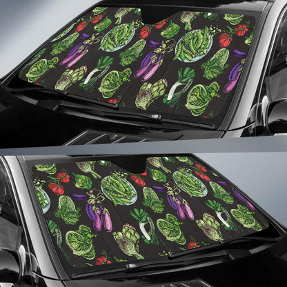 Lettuce Pattern Print Design 01 Car Sun Shades-JORJUNE.COM
