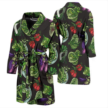 Lettuce Pattern Print Design 01 Men Bathrobe-JORJUNE.COM