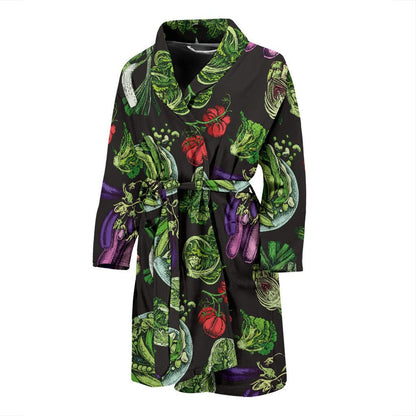 Lettuce Pattern Print Design 01 Men Bathrobe-JORJUNE.COM