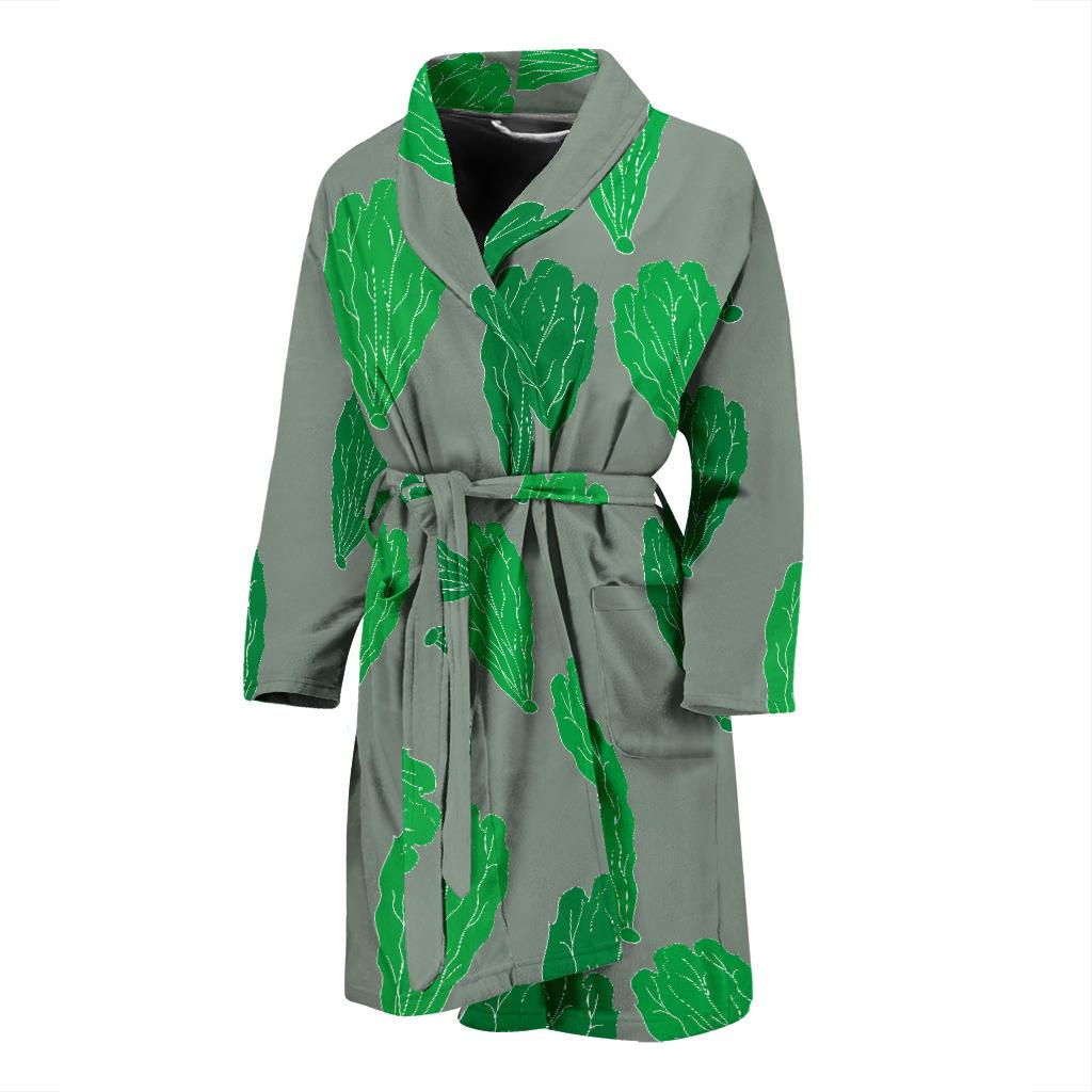 Lettuce Pattern Print Design 02 Men Bathrobe-JORJUNE.COM